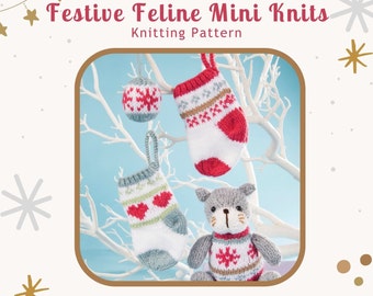 Festive Feline Mini Knits Christmas Ornaments Knitting Pattern PDF