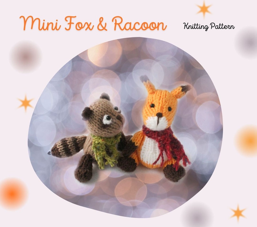 Mini Fox and Racoon Knitting Pattern PDF - Etsy