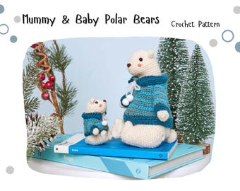 Wzór szydełkowy na mumię i niemowlę polarne misie Amigurumi w formacie PDF
