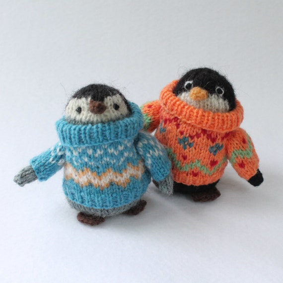 Fairisle Penguin, Knitted Penguin in Jumper Knitting Pattern Fairisle Penguin, Knitted Penguin in Jumper Knitting Pattern