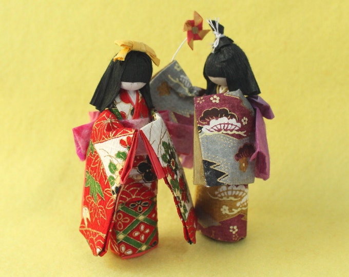 Japanese Washi Paper Doll Pinwheel Doll Etsy