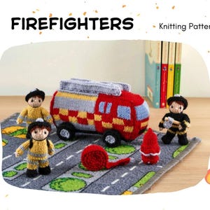 Firefighters and Fire Engine Knitting Pattern PDF