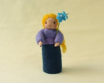 Waldorf Inspired Felt Flower Fairy; Ms. Forget-Me-Not Fairy