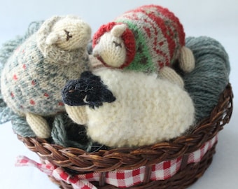 Fair Isle and Boucle Sheep Knitting Pattern PDF