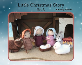 Little Christmas Story Set A Nativity Dolls Knitting Pattern PDF