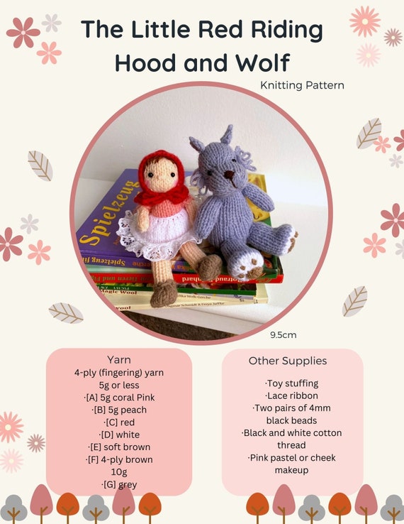 ハンドメイド 手編み赤ずきんとオオカミの人形セット 赤ずきんとオオカミの編み物パターン PDF - Etsy 日本