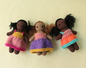 Waldorf Inspired Mini Family Dolls; Three Sisters