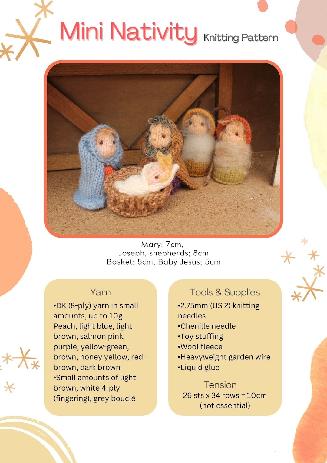 Mini Nativity Knitting Pattern PDF Etsy