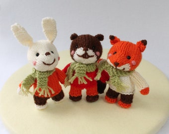 Knitted Woodland Animal Mini Mascot Pocket Size Toys Set