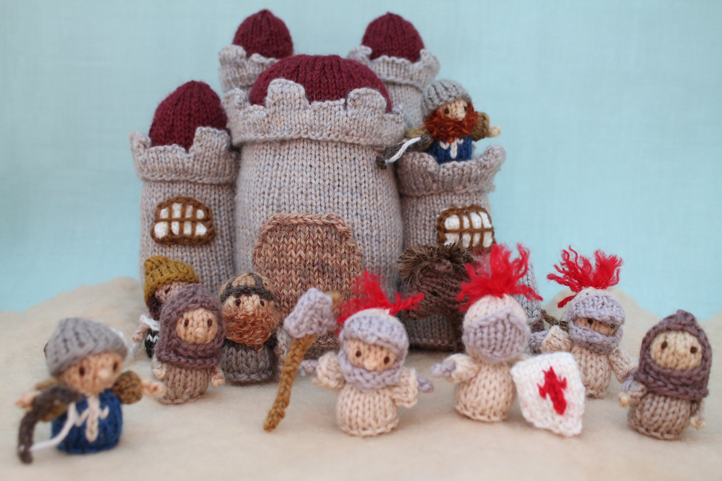 Knitted Castle with Medieval Soldiers Set .br Knitted Castle with Medieval Soldiers Set .br