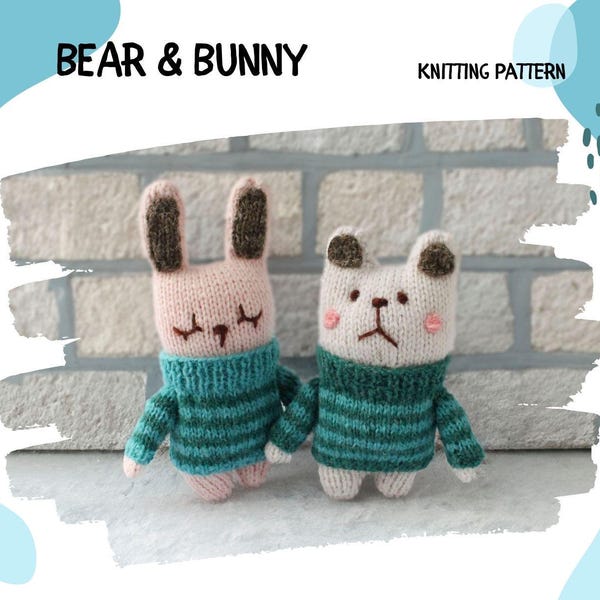 Bear and Bunny Knitting Pattern PDF