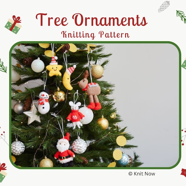 Christmas Tree Ornaments Knitting Pattern PDF