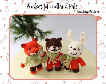 Little Woodland Animal Mascot Pocket Woodland Pals Knitting Pattern PDF
