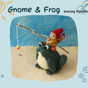 Stickade leksaker med gnome och groda stickmönster i PDF-format
