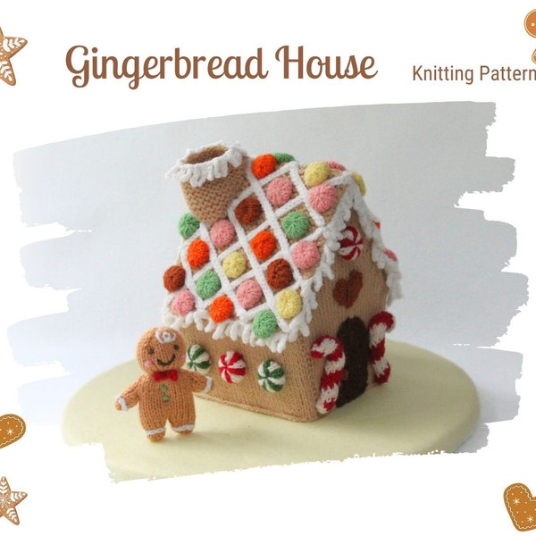 Gingerbread House and Gingerbread Man Knitting Pattern PDF