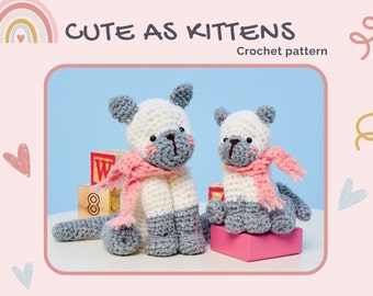 Cute as Kittens Mummy Cat and Baby Kitten Crochet Pattern PDF