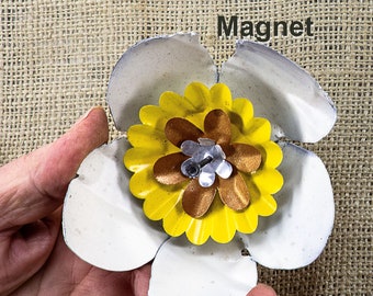Metal Flower Magnet. Attach to anything made from steel. Hang on refrigerator, file cabinet, wall, door, fence, shed, mailbox, etc. M16-185B
