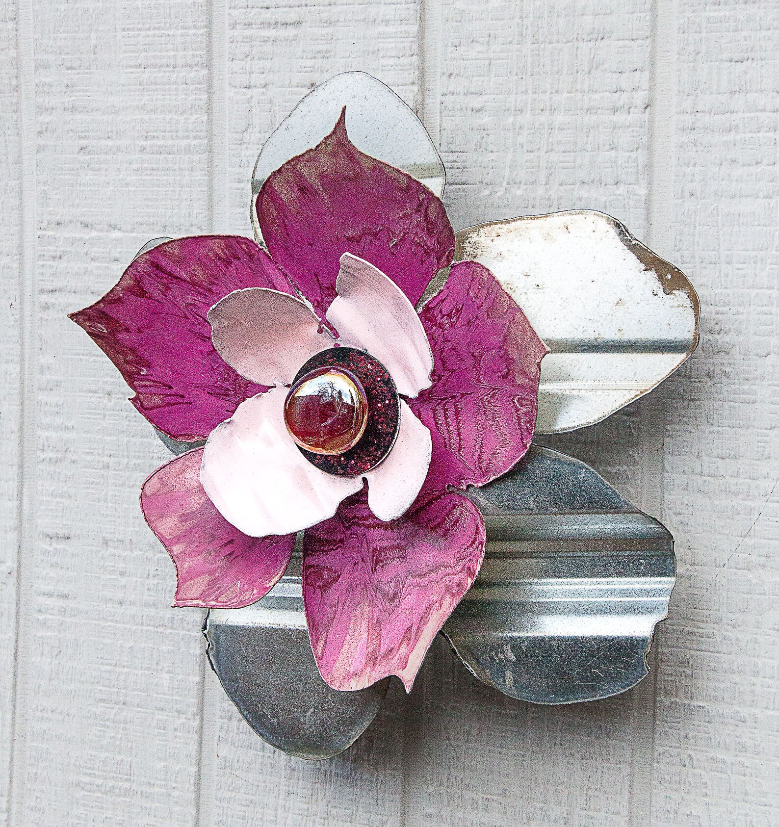 Galvanized Metal Flower. Use as Yard Art Garden Stake or Etsy