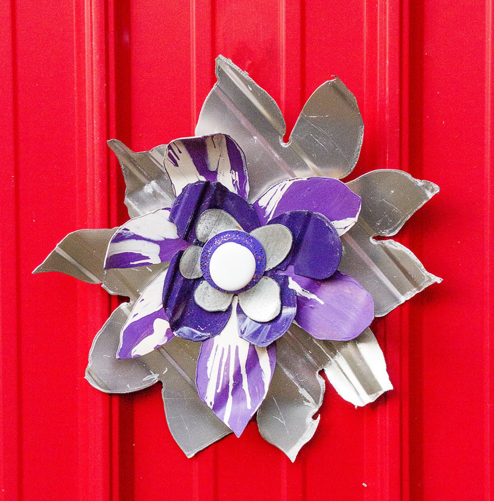 Galvanized Metal Flower. Yard Art Lawn Garden Stake. Country Etsy