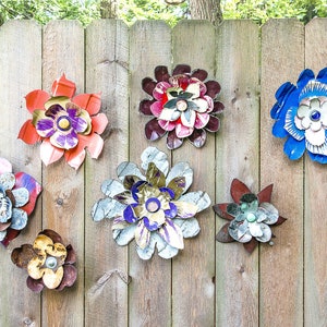 Red White Blue Metal Flower. Use as Wall Hanging or Yard Art Garden ...