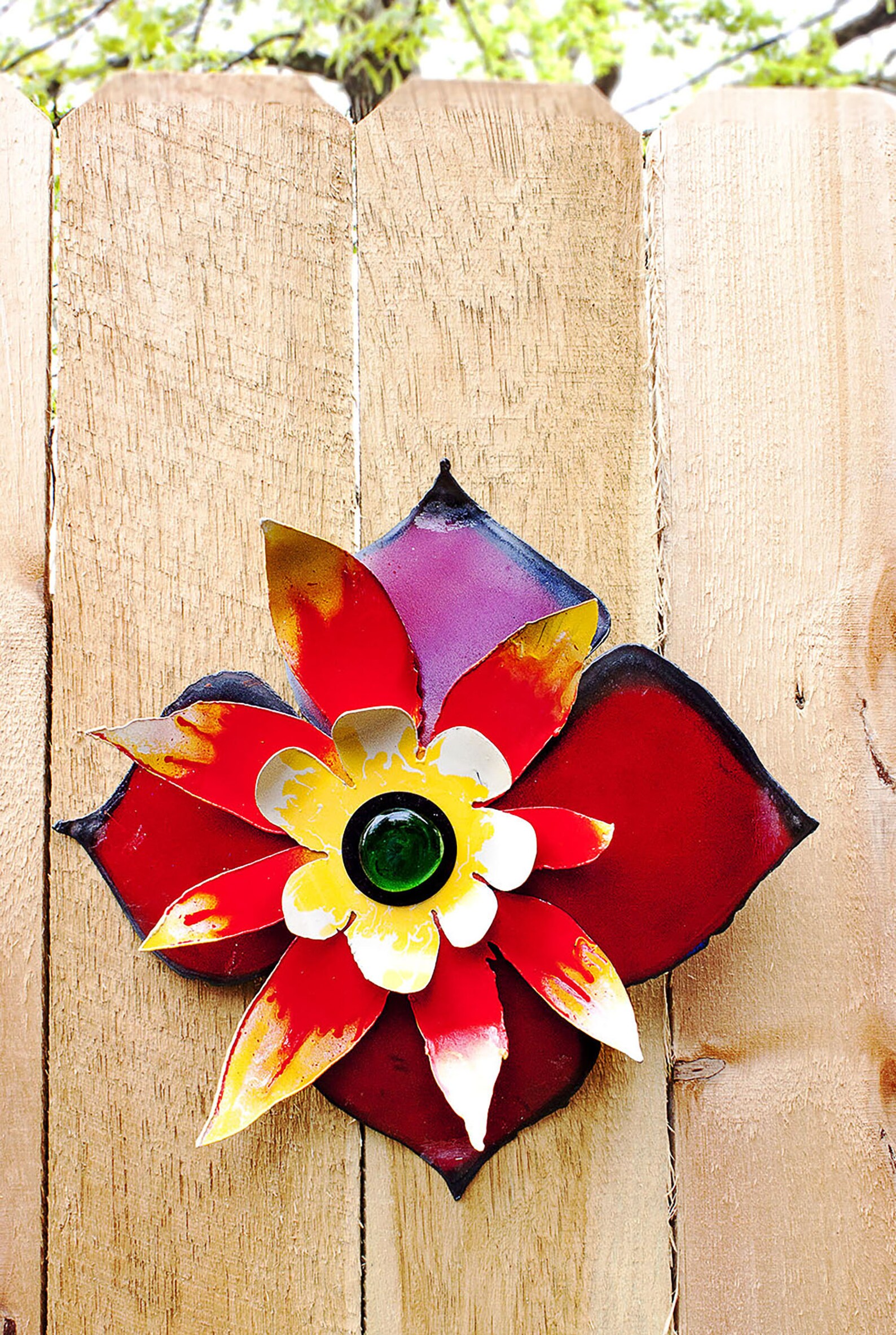 Metal Flower Yard Art Garden Stake Wall Hanging. Great Gift Etsy