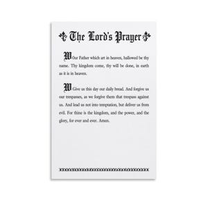 Kunstprint van het Onze Vader, wanddecoratie met christelijke Bijbeltekst in gotisch schrift.