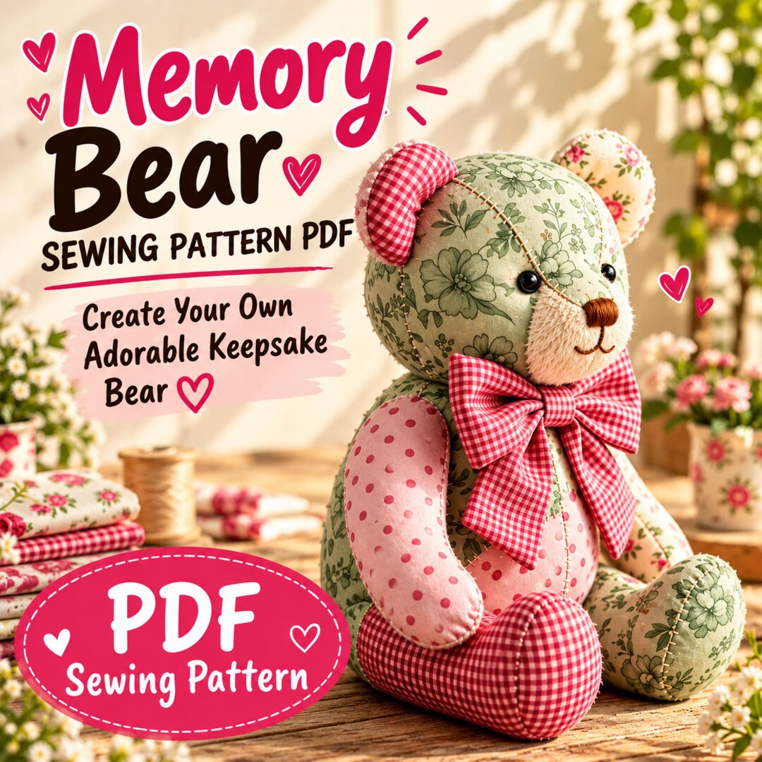 Memory Bear Pattern PDF From Baby Clothes, Keepsake Teddy Sewing ...