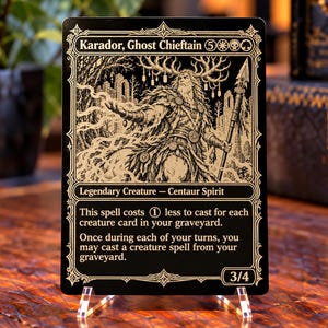 Karador, Chefe Fantasma - Carta proxy de MTG gravada em metal para Commander EDH