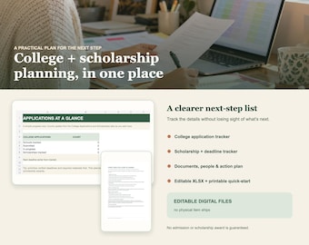 Organizador de Candidatura Universitária e Bolsas de Estudo para Estudantes de Primeira Geração (XLSX e PDF editáveis)