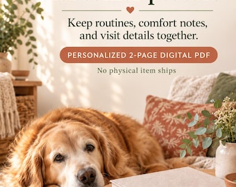PDF de Transição de Cuidados com Animais de Estimação Idosos, Planejador de Rotina Personalizado para Cuidadores
