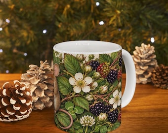 Mouse with Blackberry Mug | Woodland Mouse Berry Illustration