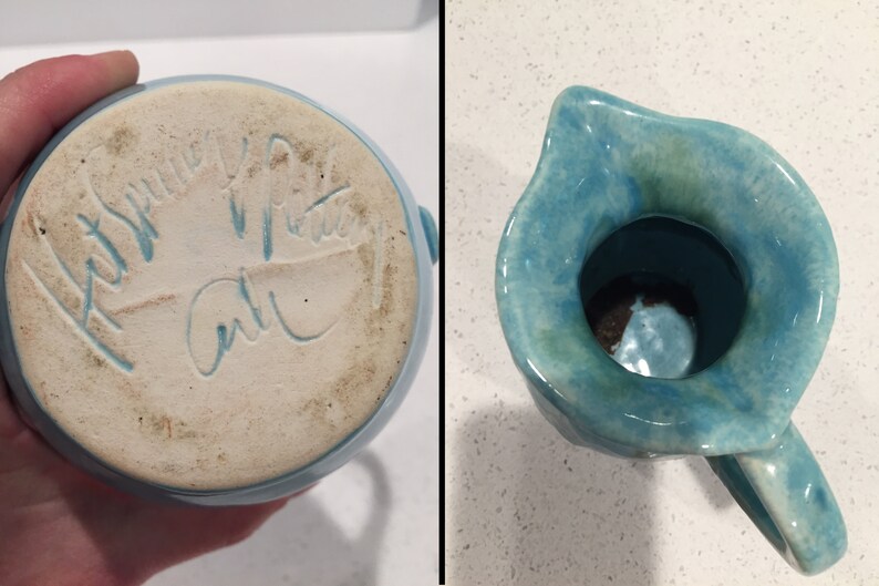 FREE US SHIPPING Hot Springs Pottery Arkansas Pitcher Arts and Crafts Era Art Deco Aqua Green Drip Glaze Studio Pottery 1930s 1940s