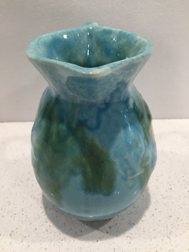 FREE US SHIPPING Hot Springs Pottery Arkansas Pitcher Arts and Crafts Era Art Deco Aqua Green Drip Glaze Studio Pottery 1930s 1940s