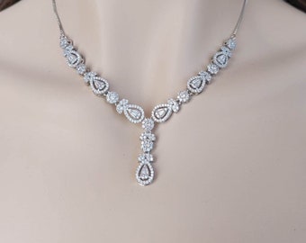 Bridal jewelry set silver crystal wedding necklace set art deco bridal necklace & earrings vintage wedding jewelry set swarovski diamond
