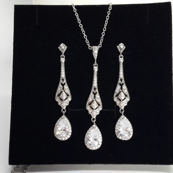 Art deco bridal jewelry sets clearance