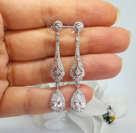 Buy Art Deco Bridal Earrings, Great Gatsby Wedding Jewelry Online in India  - Etsy