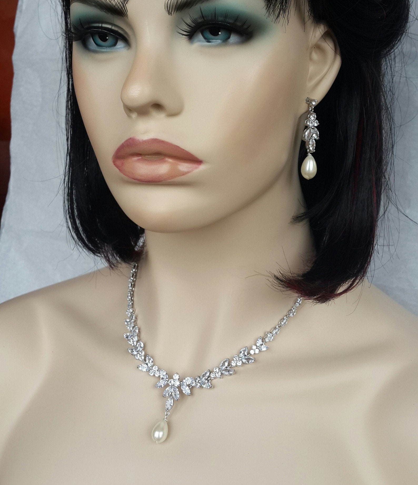 Pearl Wedding Jewelry Set Silver Bridal Jewelry Set Pearl Etsy