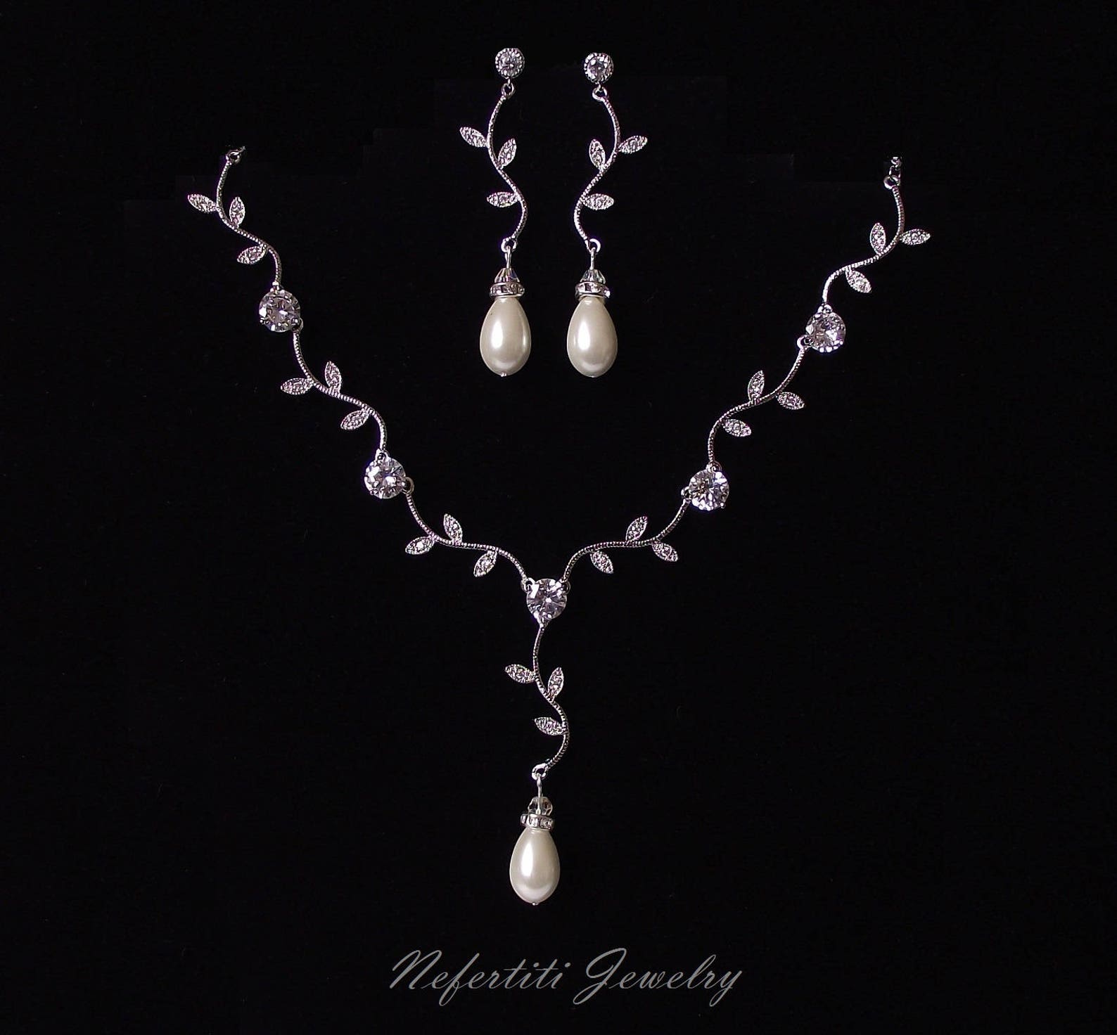 Bridal Necklace Vine Crystal Wedding Necklace Crystal Bridal Etsy