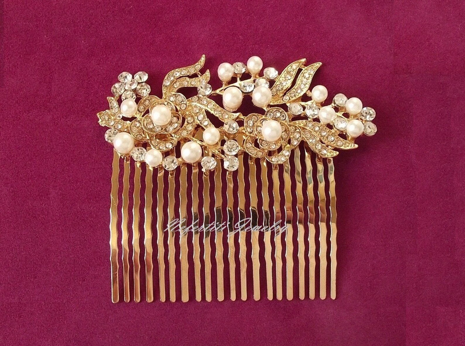 Gold & Pearl Hair Comb Gold Bridal Hair Comb Pearl Wedding Etsy