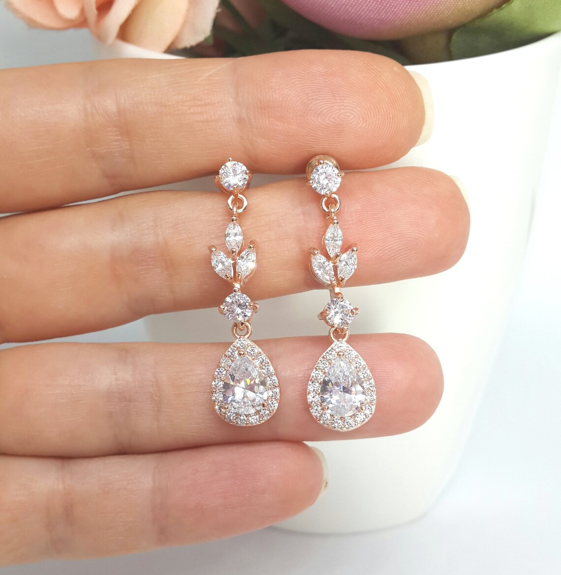 Set Gioielli Da Sposa Yazilind - Collana, Orecchini, Bracciale E Anello - Foto 3