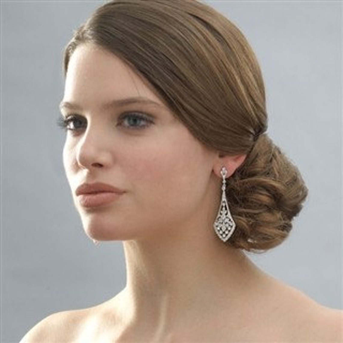 Bridal Earrings Rose Gold Earrings Wedding Earrings Art Deco Etsy