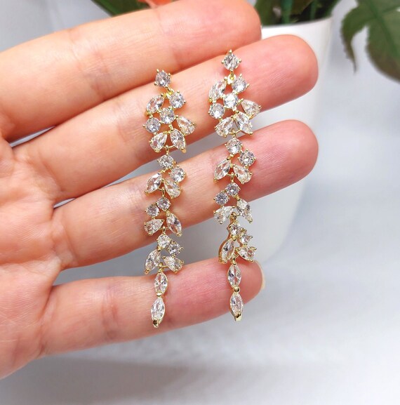 Gold Vine Earrings Bridal Earrings Gold Wedding Earrings Gold