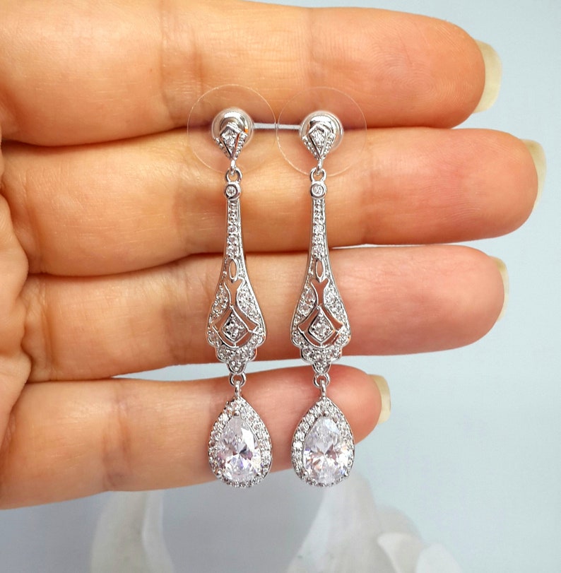 Art Deco Bridal Jewelry Set Silver Wedding Jewelry Set for Etsy