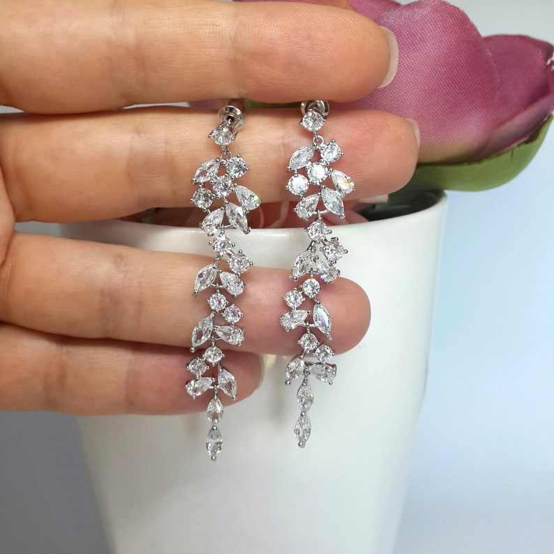 Bridal Necklace Set Crystal Bridal Jewelry Set Silver Cubic | Etsy
