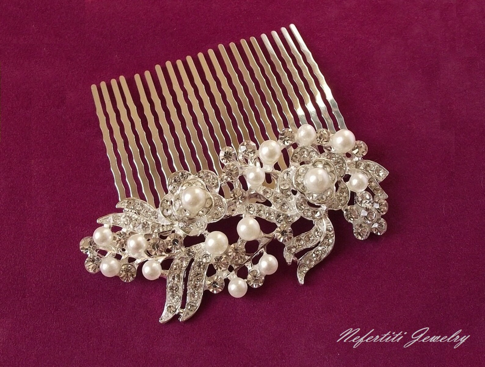 Pearl hair comb wedding hair piece silver bridal hair comb Etsy