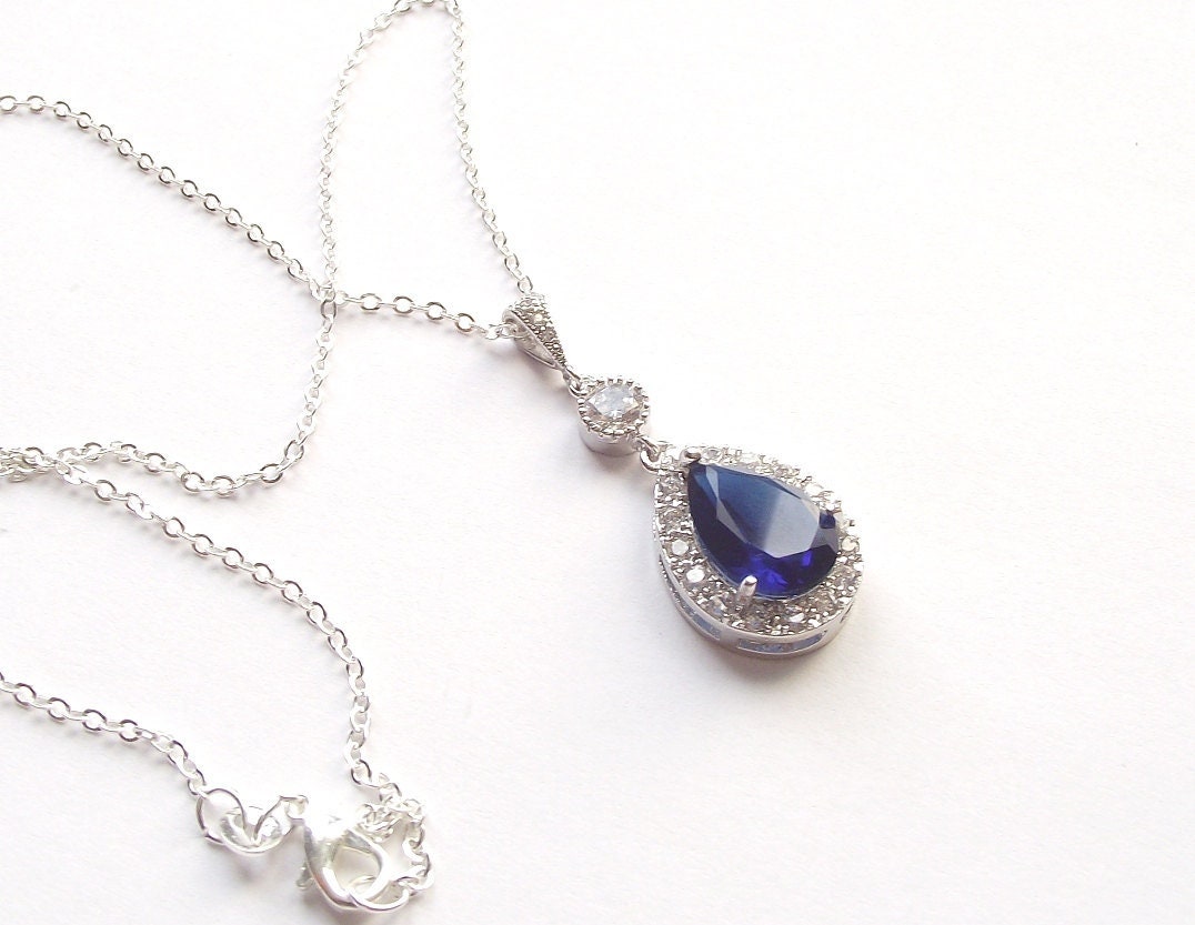 blue sapphire wedding necklace