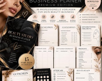 Beauty Studio Business Planner | Beauty Business Templates | Cosmetic Studio Organizer | PDF Download