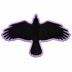 Black Raven Embroidered Patch – Gothic Bird Iron-On & Sew-On Patch for Jackets, Hats  Clothing