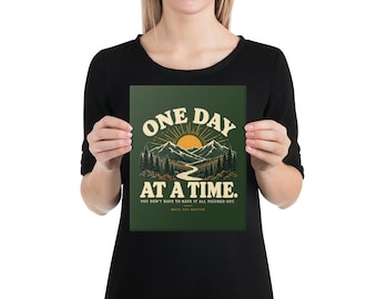 One Day at a Time Canvas Print, Mountain Sunrise Wall Art, 8 x 10 Inch Encouragement Gift