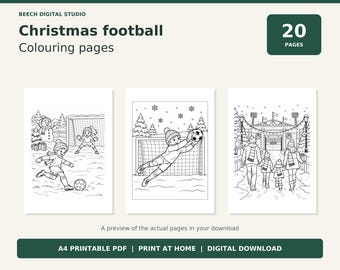 Christmas Football Colouring Pages for Kids – 20 A4 Activities, Printable PDF